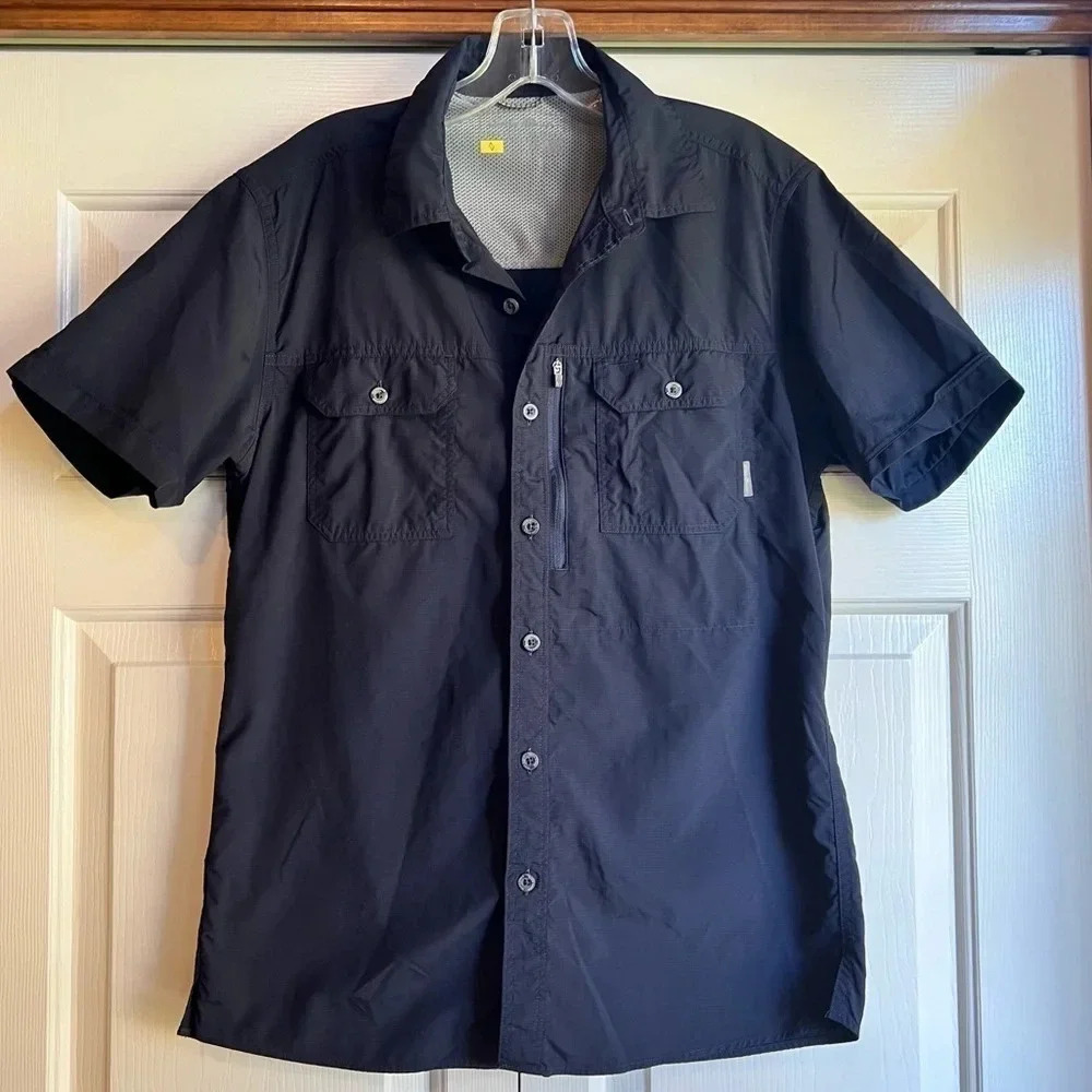 Eddie Bauer performance tech short sleeve button down shirt men’s size small
